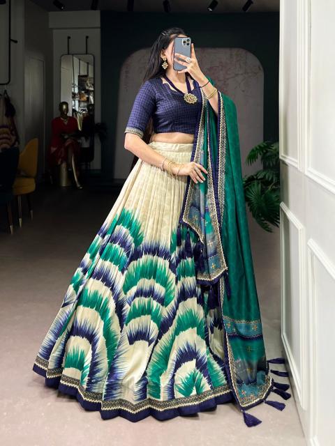 Artriddhs Dola silk D NO DEGITAL 15 Blue Customized lehenga choli in Gujarat